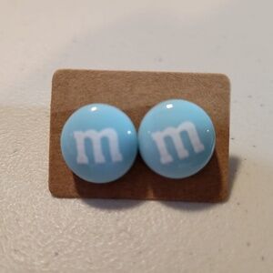 Blue Color M&M Stud Earrings